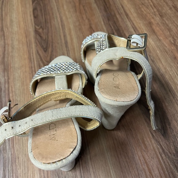 Aldo Beige Rhinestone Wedge Heels - Picture 3 of 6